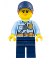Police - City Officer Female, Bright Light Blue Shirt with Badge and Radio, Dark Blue Legs, Dark Blue Cap Dark Orange Ponytail