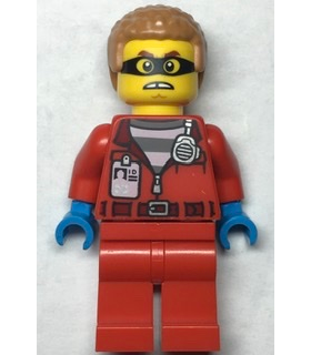 Police - Crook Hacksaw Hank, Red Jacket with Prison Shirt and I.D. Tag