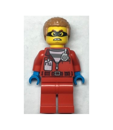 Police - Crook Hacksaw Hank, Red Jacket with Prison Shirt and I.D. Tag