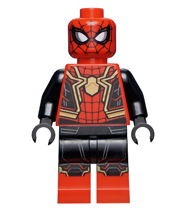 Spider-Man - Black and Red Suit, Large Gold Spider, Gold Knee Trim (Integrated Suit)