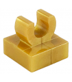 Pearl Gold Tile, Modified 1 x 1 with Clip - Rounded Edges