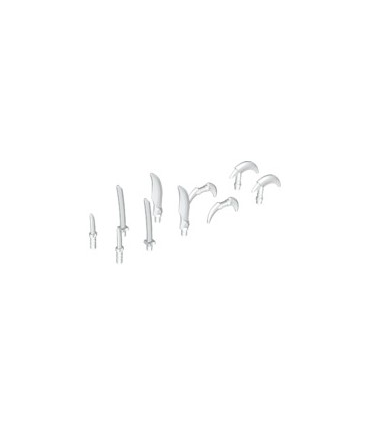 White Minifigure, Weapon Pack Hooks, Knives, and Swords, 10 in Bag (Multipack)