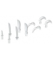 White Minifigure, Weapon Pack Hooks, Knives, and Swords, 10 in Bag (Multipack)