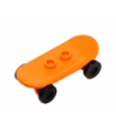 Orange Minifig, Utensil Skateboard with Trolley Wheel Holders and Black Trolley Wheels