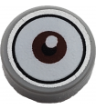 Light Bluish Gray Tile, Round 1 x 1 with White Eye with Centered Reddish Brown Iris Pattern