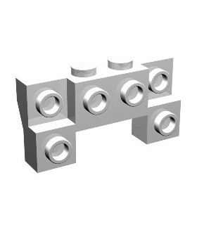 White Brick, Modified 2 x 4 - 1 x 4 with 2 Recessed Studs and Thick Side Arches