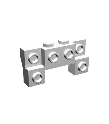 White Brick, Modified 2 x 4 - 1 x 4 with 2 Recessed Studs and Thick Side Arches