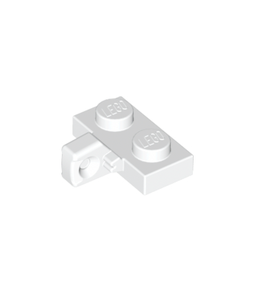 White Hinge Plate 1 x 2 Locking with 1 Finger on Side without Bottom Groove