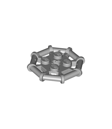 Light Bluish Gray Plate, Modified 2 x 2 with Bar Frame Octagonal, Reinforced, Completely Round Studs
