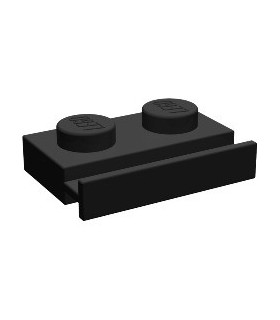 Black Plate, Modified 1 x 2 with Door Rail
