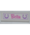 White Tile 1 x 3 with 2 Horseshoes and 'Bella' Pattern (Sticker) - Set 3189