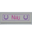 White Tile 1 x 3 with Medium Lavender Horseshoes, Dark Pink 'Niki' Pattern (Sticker) - Set 3189