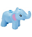 Bright Light Blue Elephant, Friends, Baby with Bright Pink Ears Pattern