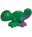 Bright Green Chameleon, Friends / Elves with Black, Medium Azure and White Eyes and Marbled Medium Lavender Pattern
