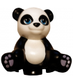 Black Panda, Friends, Sitting with Molded White Head and Stomach, Printed Dark Azure Eyes and Lavender Paws Pattern