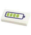 White Tile 1 x 2 with Groove with Dark Purple and Lime Battery Charge Indicator Pattern (Sticker) - Set 41443