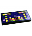 Black Tile 2 x 4 with Bright Pink, Coral, Lime and Yellow Buttons and Sound Equalizer Bars Pattern (Sticker) - Set 41250