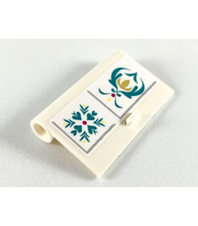 White Door 1 x 3 x 4 Left - Open Between Top and Bottom Hinge with Ornate Arendelle Crest Flower Pattern (Sticker) - Set 41167