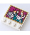 White Tile, Modified 4 x 4 with Studs with Picture of Sven, Kristoff, Anna, Elsa and Olaf with Gold Border Pattern (Sticker)