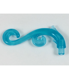 Trans-Light Blue Plant Stem, Curved with 2 Thorns and 2 Swirls