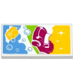 White Tile 2 x 4 with Car, Soap and Bubbles Pattern (Sticker) - Set 41091