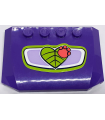 Dark Purple Wedge 4 x 6 x 2/3 Triple Curved with Lime Heart-Shaped Leaf and Coral Paw Print (Sticker) - Set 41421