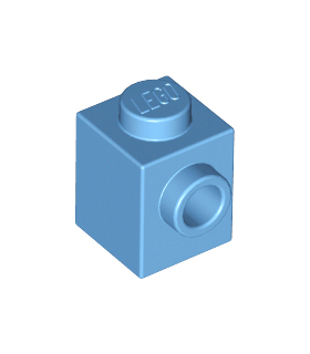 Medium Blue Brick, Modified 1 x 1 with Stud on Side