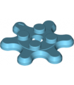Medium Azure Plate, Round 2 x 2 with 6 Gear Teeth / Flower Petals