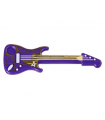 Dark Purple Minifigure, Utensil Musical Instrument, Guitar Electric with White Strings and Star and Gold Geometric Pattern