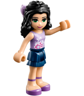 Friends Emma - Dark Blue Layered Skirt, Lavender Top with Flowers, Lavender Bow