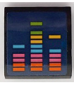 Black Slope, Curved 2 x 2 x 2/3  Orange, Dark Pink, Dark Turquoise, Sound Equalizer Bars on Dark Blue Background (Sticker)