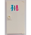 White Door 1 x 4 x 6 with Stud Handle with Dark Turquoise Pirate and Dark Pink Mermaid (Unisex Restroom) Pattern (Sticker)