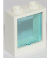 White Window 1 x 2 x 2 Flat Front with Trans-Light Blue Glass (60592 / 60601)