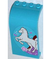Medium Azure Panel 3 x 4 x 6 Curved Top with White Horse, Flower and Butterflies Pattern Model Left Side (Sticker) - Set 3186