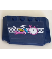 Dark Blue Wedge 4 x 6 x 2/3 Triple Curved with Stopwatch, Tools and Checkered Stripe Pattern (Sticker) - Set 41348