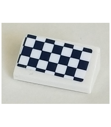 White Slope 30 1 x 2 x 2/3 with Black and White Checkered Pattern (Sticker) - Set 41348