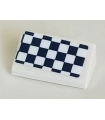 White Slope 30 1 x 2 x 2/3 with Black and White Checkered Pattern (Sticker) - Set 41348