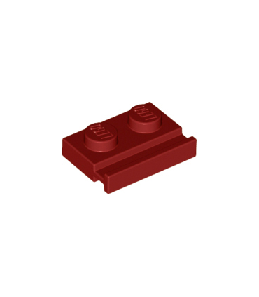 Dark Red Plate, Modified 1 x 2 with Door Rail