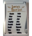 White Tile 2 x 3 with Gold 'Santa's Nice List' and Black Names Pattern