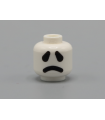White Minifigure, Head Dual Sided Ghost Large Black Eyes, Thick Smile / Frown Pattern - Hollow Stud