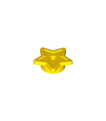 Yellow Plate, Round 1 x 1 with Star and Small Pin Hole