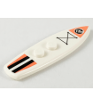 White Minifigure, Utensil Surfboard Standard with Coral and Black Stripes and Sports Logo Pattern
