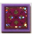 Medium Lavender Tile 2 x 2 Cushion, Button and Holographic Arendelle Crest Flowers on Magenta Background Pattern (Sticker)