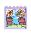 Lavender Panel 1 x 6 x 5 with Backdrop with Flower Pots, Bright Light Orange Daisies, Blue Sky and Clouds (Sticker)