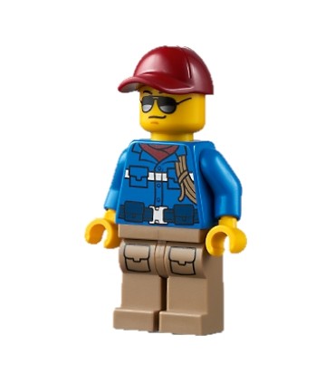 Wildlife Rescue Ranger - Male, Blue Shirt with 'RESCUE' Pattern on Back, Dark Red Cap, Dark Tan Legs with Pockets