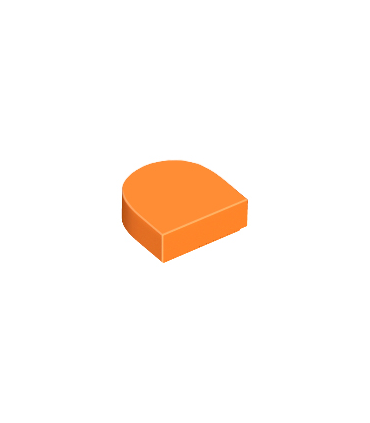 Orange Tile, Round 1 x 1 Half Circle Extended