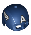 Dark Blue Minifigure, Headgear Helmet Mask, Hole on Top with White Letter A and Wings on Sides Pattern (Captain America)