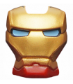 Dark Red Minifigure, Visor Top Hinge with Gold Face Shield and Bright Light Blue Eyes Pattern