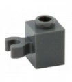 Dark Bluish Gray Brick, Modified 1 x 1 with Clip Vertical (open O clip) - Hollow Stud
