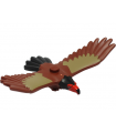 Reddish Brown Eagle with Red and Black Head, Black Tail Feathers and Dark Tan Wings Pattern